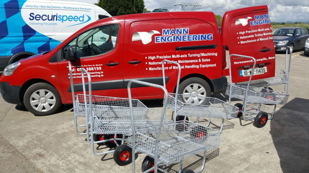 Photo shows New Garden Centre Trolleys being loaded into one of our vans for delivery to Coolaught Garden Centre last week